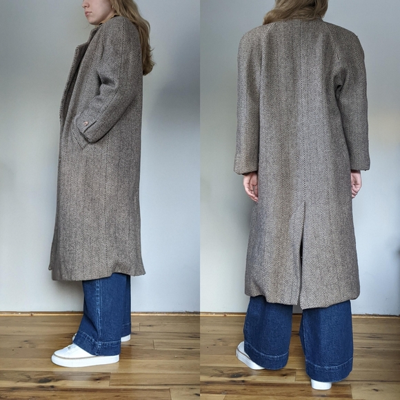 Vintage Herringbone Wool Overcoat - Picture 7 of 11